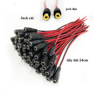 Jack DC 5.5 2.1 đực cái có dây 24cm