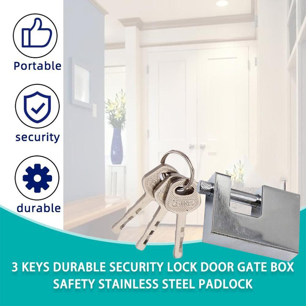 Ổ Khóa Chống Trộm Chống Thấm Nước Bằng Thép Không Gỉ Kèm 3 Chìa Khóa