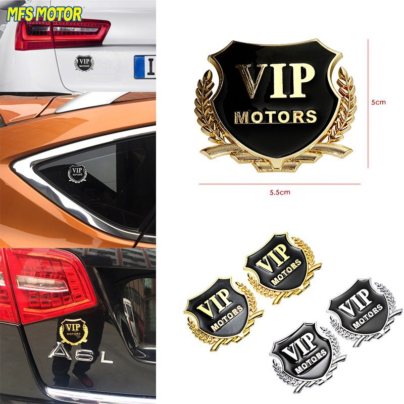 Bộ 02 decal Huy hiệu VIP bông lúa gắn ô tô trang trí