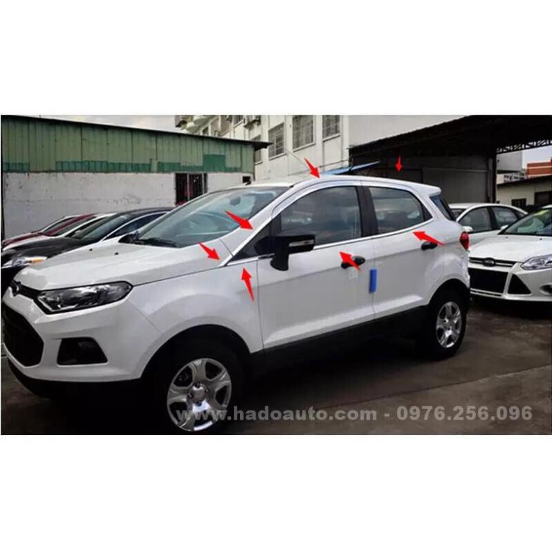 Nẹp viền chân kính, cong kính xe Ecosport 2016-2020 inox cao cấp (6 chi tiết)