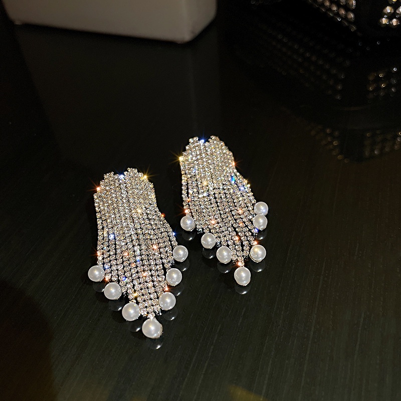 Bông Tai Mạ Bạc 925 Hình Trái Tim Đính Ngọc Trai Phong Cách Âu Mỹ Thời Trang