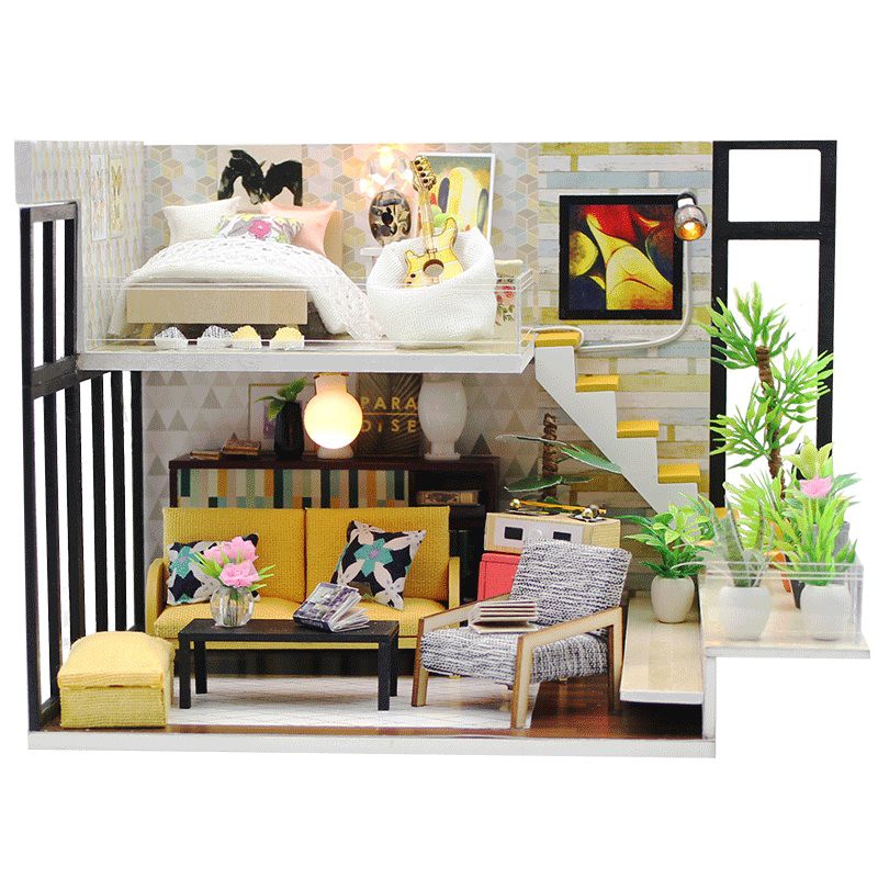 Mô hình nhà DIY Doll House Ice Cynthia is Holiday Kèm Mica chống bụi, Bộ dụng cụ và Keo dán