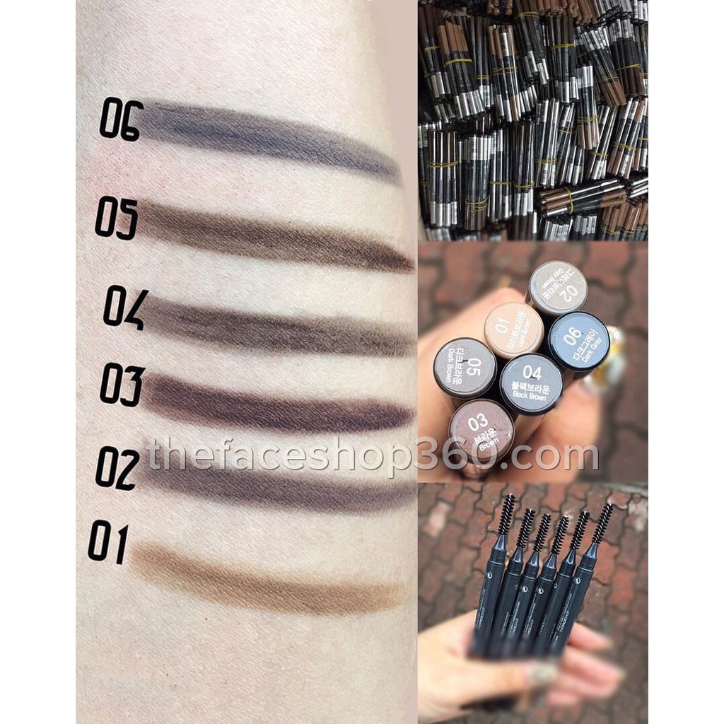 Chì kẻ mày 2 đầu The Face Shop Designing Eyebrow Pencil mẫu mới