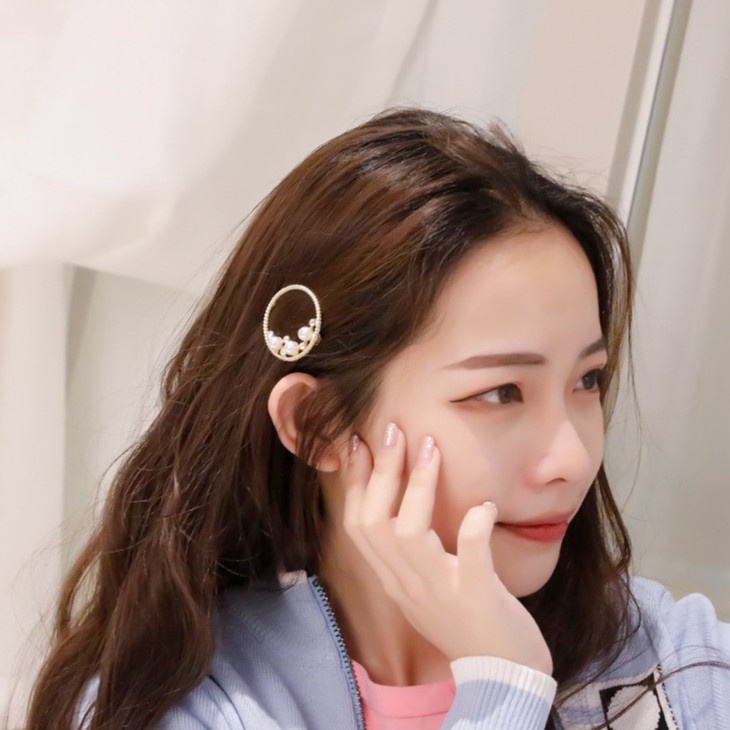 Kẹp Tóc Kim Loại Đính Hạt Trân Châu - 1 cái R7