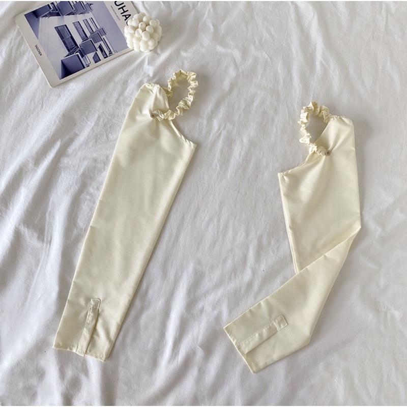 Set Áo Dây Babydoll Thắt Dây Nơ Kèm Ống Tay Dài Vàng Mơ Đáng Yêu