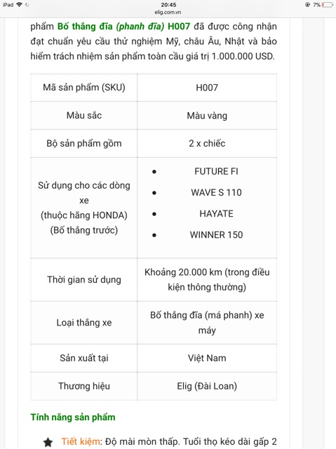 Má phanh XE FUTURE FI, WAVE S 110, WINNER 150