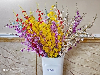 Hoa Vải Hoàn Mỹ 2 - Hoa Giả Cành Hoa Vũ Nữ 8N (QS024)