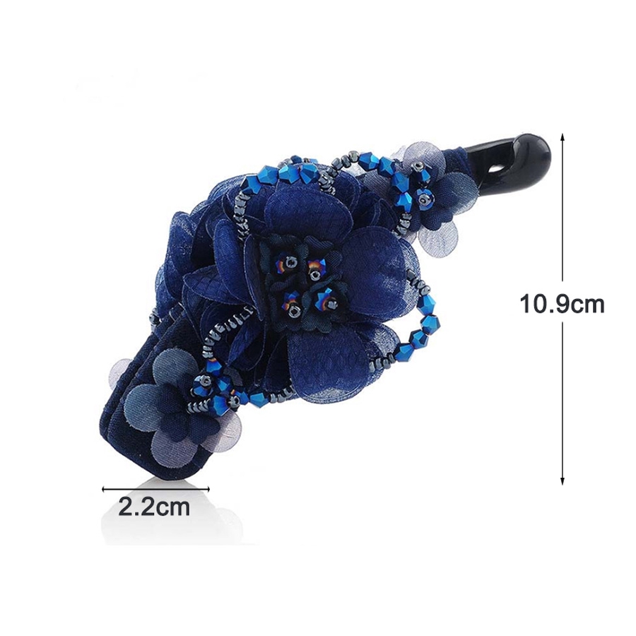 Kẹp tóc phối ren hoa dệt bằng tay có xâu hạt thời trang Hàn Quốc