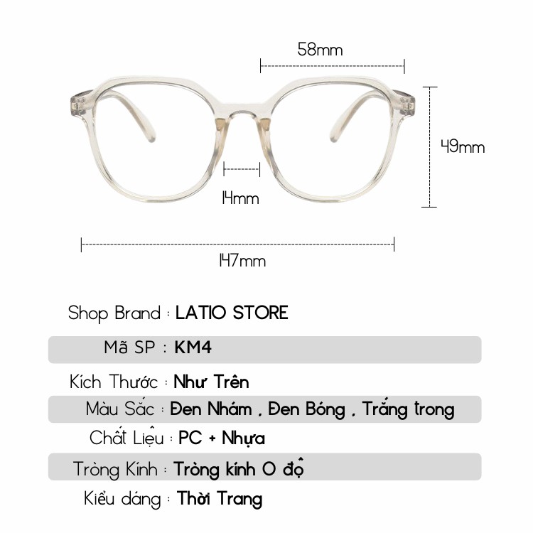 Mắt kính cận đẹp mẫu mới siêu HOT 2021 gọng tròn thời trang Hàn Quốc cao cấp LATIO K4 | BigBuy360 - bigbuy360.vn