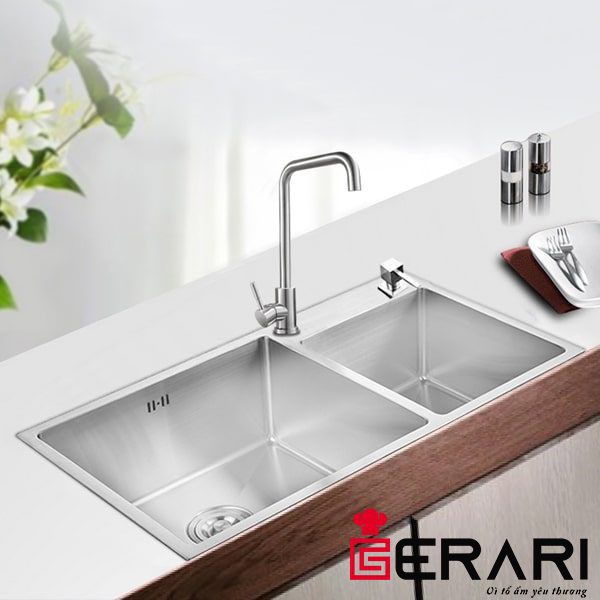 Chậu rửa bát inox SUS304 hố vuông lệch Gerari GC.001