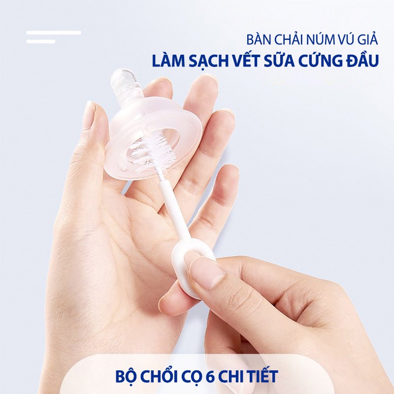 Bộ Chổi Cọ Bình Sữa Và Núm Ti 6 Món Cho Bé MISUTA Cao Cấp Dùng Cho Mọi Loại Bình YOOTA BABY