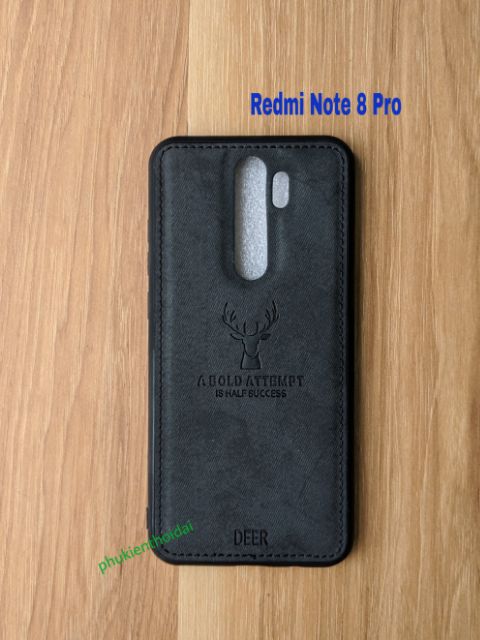 Ốp lưng Redmi Note 8 Pro vải mền đều hình đầu hươu cao cấp