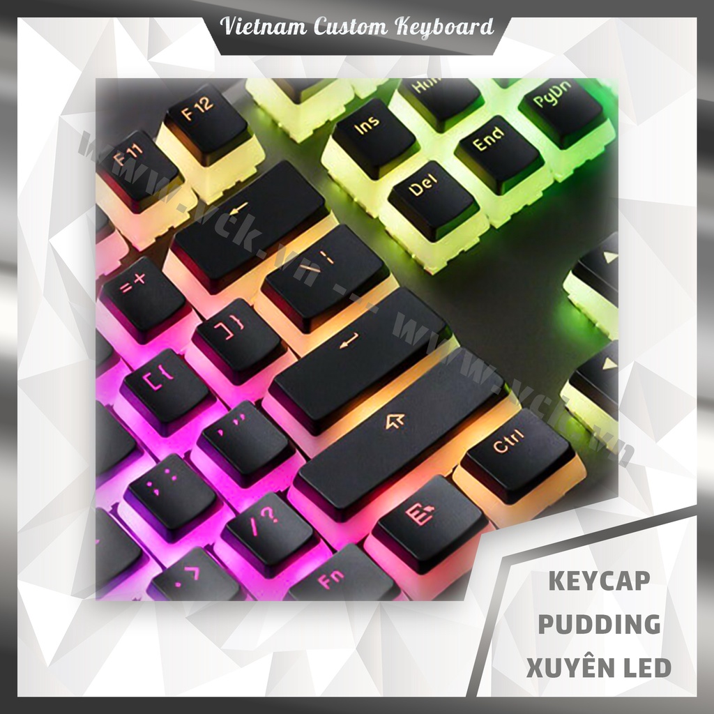 Keycap Pudding Xuyên Led | Keycap Máy Đánh Chữ Typewriter Royal Viền Bạc | vck