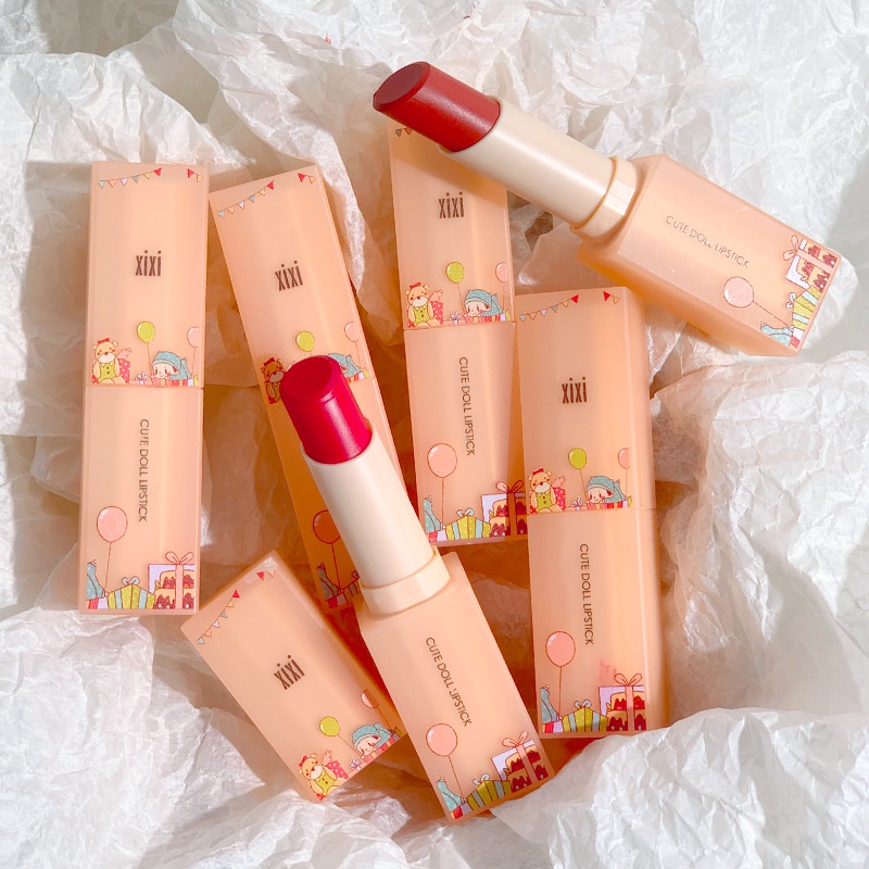Son Môi Xixi Trang Điểm Dưỡng Ẩm Chống Thấm Nước Thiết Kế Vỏ Búp Bê Dễ Thương