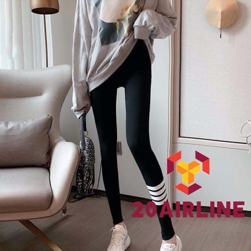 Quần legging thể thao lưng cao họa tiết kẻ sọc thời trang cho nữ