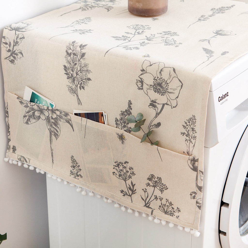 Tấm phủ chống bụi kích thước 70x170cm họa tiết hoa cho máy giặt/ tủ lạnh
