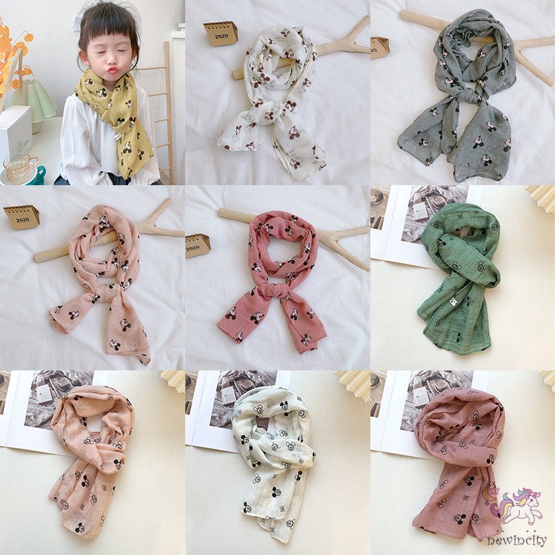 Set 3 khăn choàng cổ hoạ tiết hoạt hình cho bé