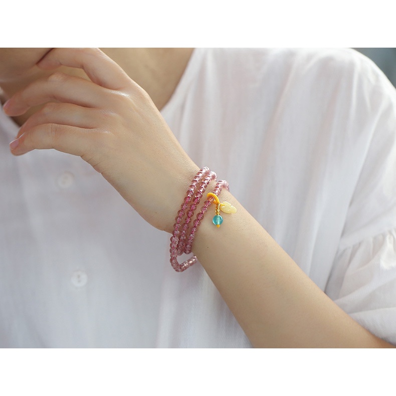 [Hàng Mới Về] Vòng Đeo Tay Ba Vòng Đính Hạt Sáp Ong Đơn Giản Độc Đáo Cho Nữ