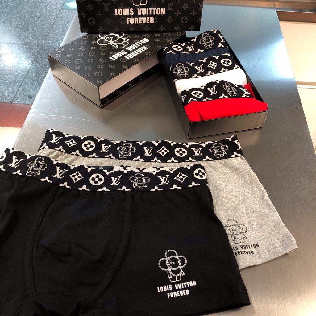 【Nhãn cao cấp】 Louis Vuitton Three Lv Louis để đi đồ lót nam Boxer