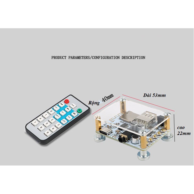 Bộ thu âm thanh Bluetooth 5.0 biến loa thường thành loa Bluetooth, Phát lại thẻ nhớ TF, USB, có FM, có điều khiển