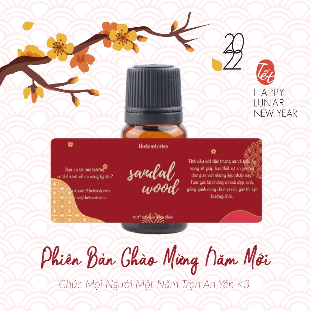 Tinh dầu gỗ đàn hương 10ml trầm lắng, an tuệ nguyên chất kèm thiệp xinh xinh - Liệu pháp mùi hương