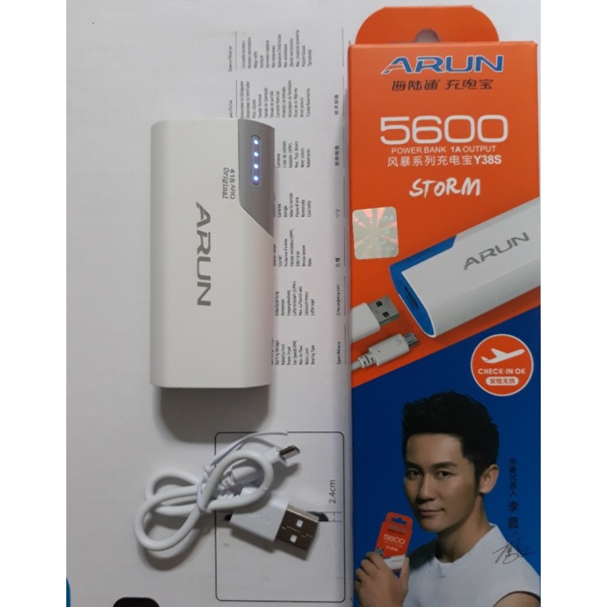 [Mã ELFLASH3 hoàn 10K xu đơn 20K] Pin dự phòng Arun 5600 mAh bảo hành chính hãng