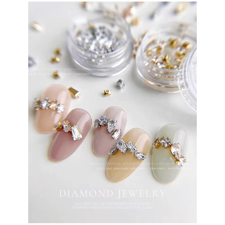 Set charm đá mặt nhẫn đính móng tay