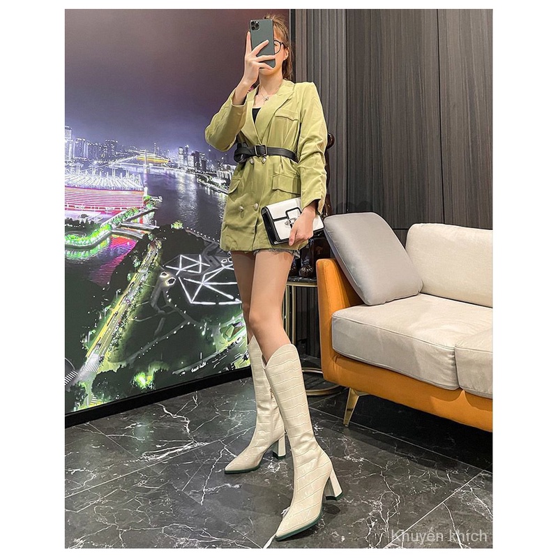 Giày xuân hè nữ Giày Bốt Da Cao Gót Thời Trang Dành Cho Nữ