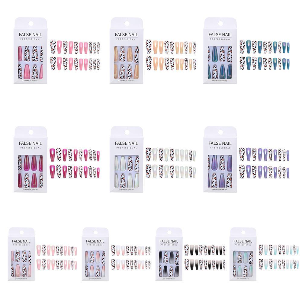 Bộ 24 Móng Tay Giả Trang Trí Họa Tiết Da Báo Thời Trang