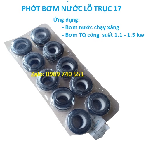 Phớt bơm nước chạy xăng - bơm nước 1.1 -1.5kw - phớt vỉ lỗ trục 17mm