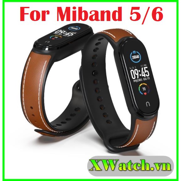 Dây Đeo Da Bò Mijobs Cho Đồng Hồ Xiaomi miband 5/6 Mi Band 6 / 5 Mijobs