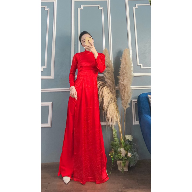 ÁO DÀI GẤM ME KÈM QUẦN 2 MÀU