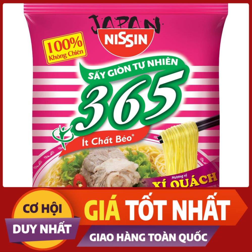 Combo 5 gói Mì không chiên Nissin 365 [đủ 4 vị] Xí Quách Thịt Bằm, Tôm Chua Cay, Lẩu Thái Hải Sản, Rong biển