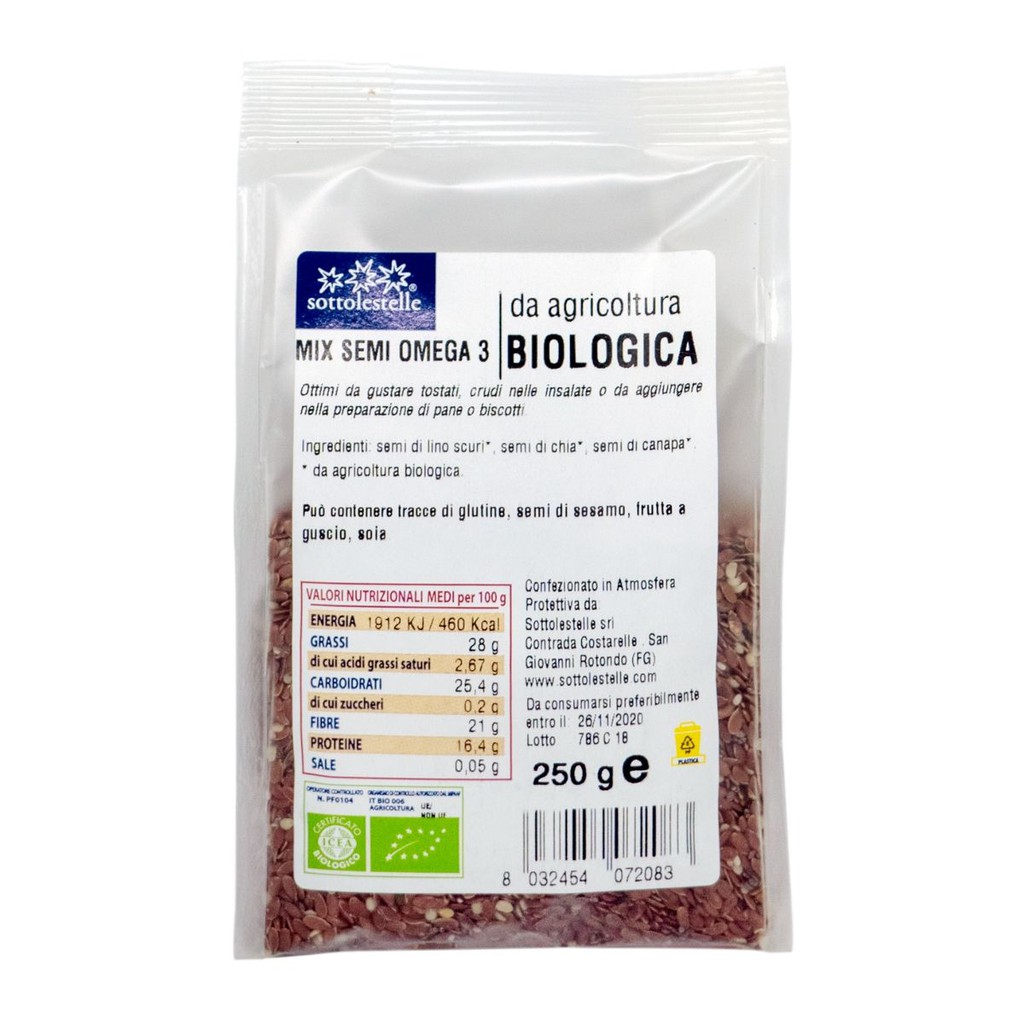 Hỗn Hợp Hạt Giàu Omega 3 hữu cơ Sottolestelle 250g