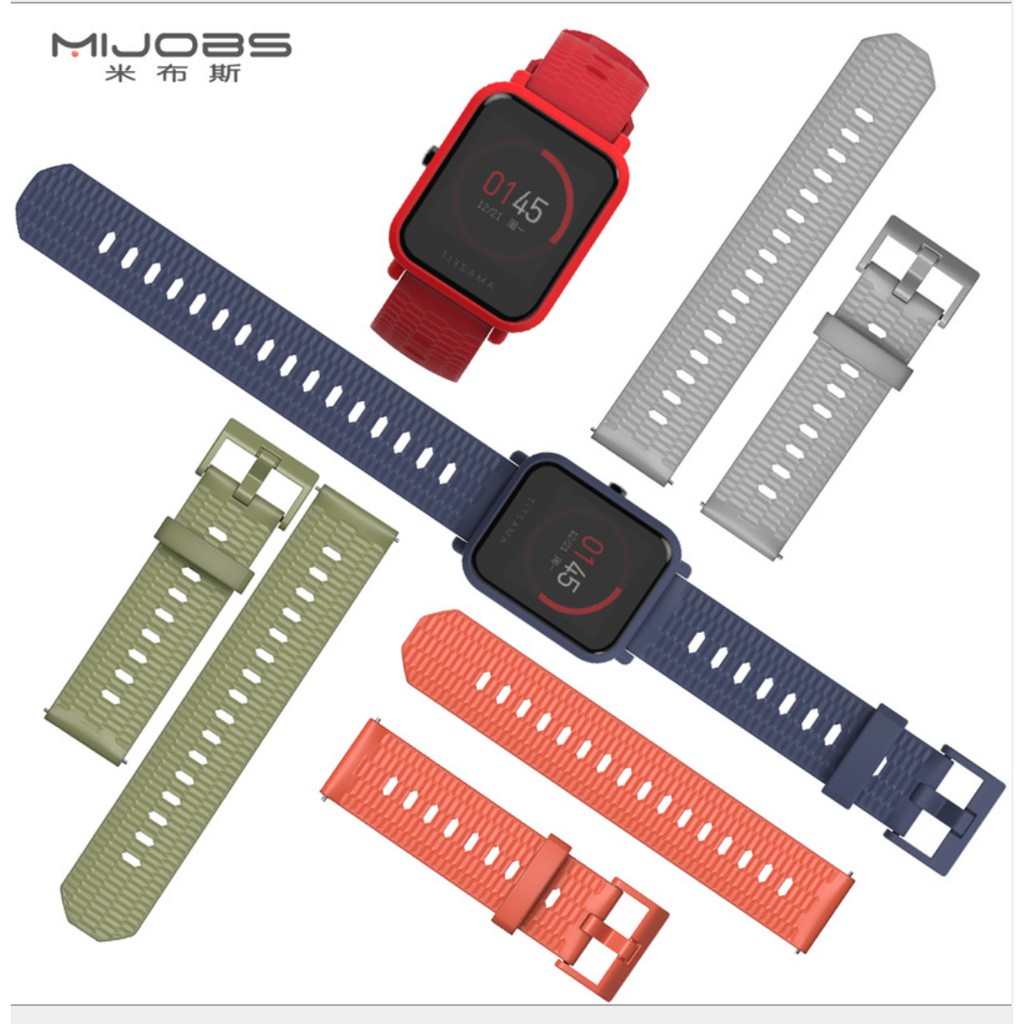 (Mijobs) Dây cao su 20 mm vân tổ ong cho đồng hồ Xiaomi Huami Amazfit Bip