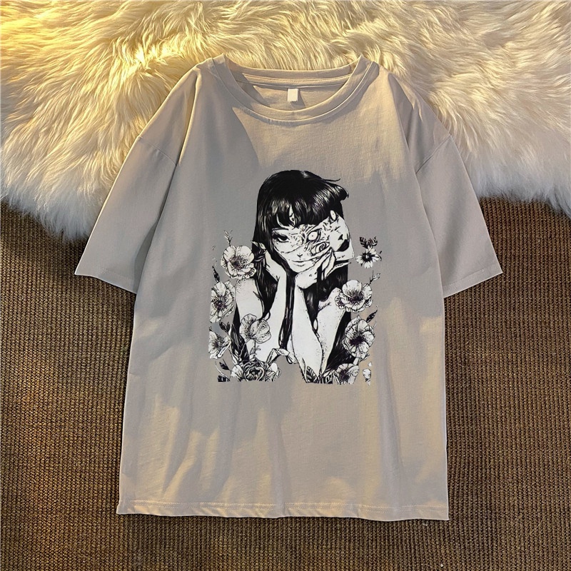 Áo thun in hình hoạt hình kinh dị phong cách Harajuku thời trang Nhật Bản