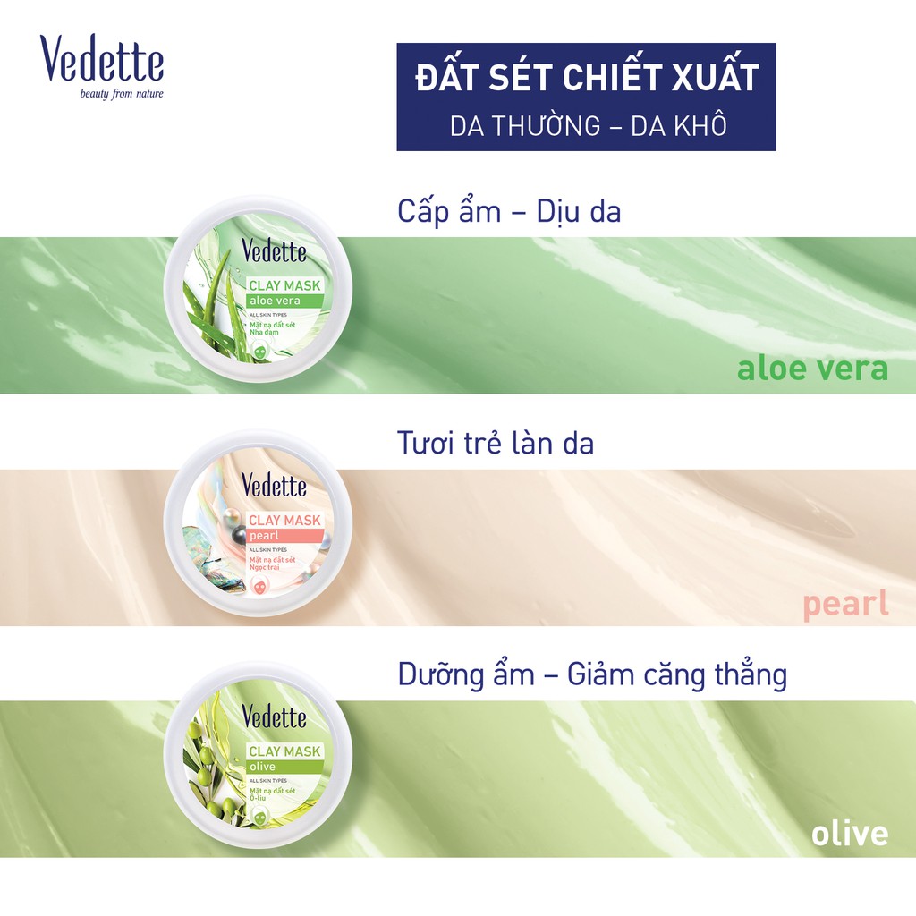 Mặt Nạ Đất Sét Olive 145g VEDETTE - THANH LỌC & GIẢM CĂNG THẲNG