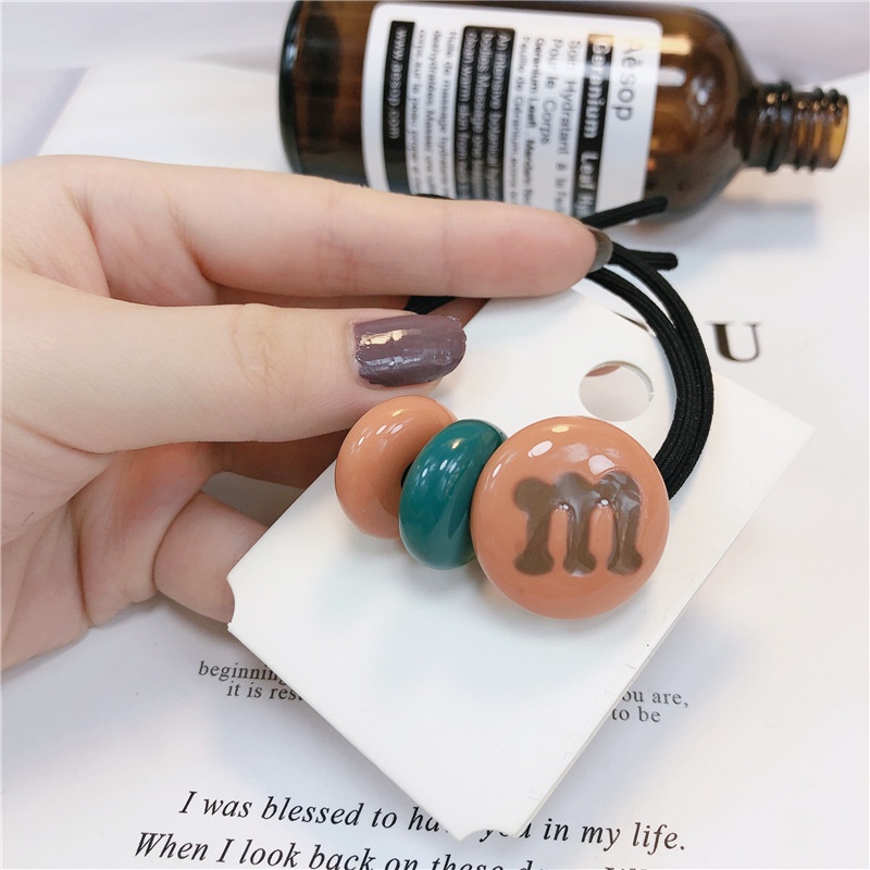 Dây Buộc Tóc Đính Hạt Đậu Và Chữ M Dễ Thương Đơn Giản Phong Cách Hàn Quốc Cho Nữ