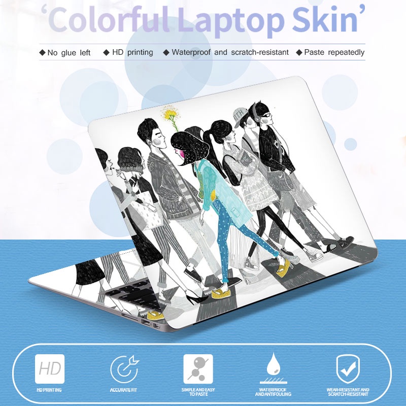 Miếng dán máy tính xách tay DIY họa tiết cô gái hoạt hình 12/13/14/15/17 inch cho Macbook Dell HP Acer Asus