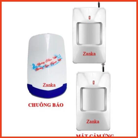 Bộ chuông- 2 MẮT cảm ứng báo khách- báo trộm không dây đa năng Zanka TP717-II