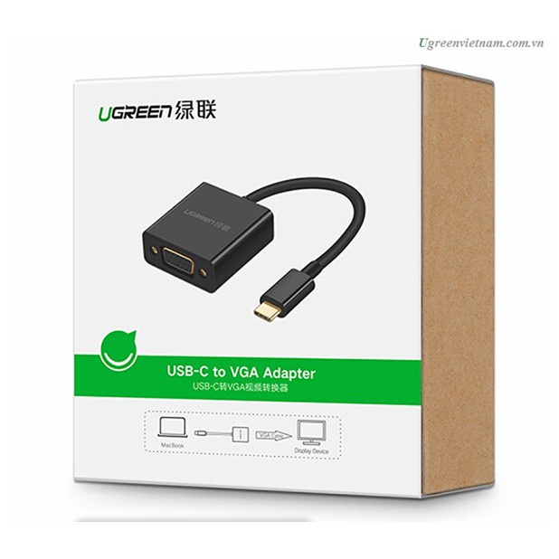 [Mã 155ELSALE giảm 7% đơn 300K] Cáp USB Type-C to VGA Full HD 1080p@60Hz chính hãng UGREEN 50250