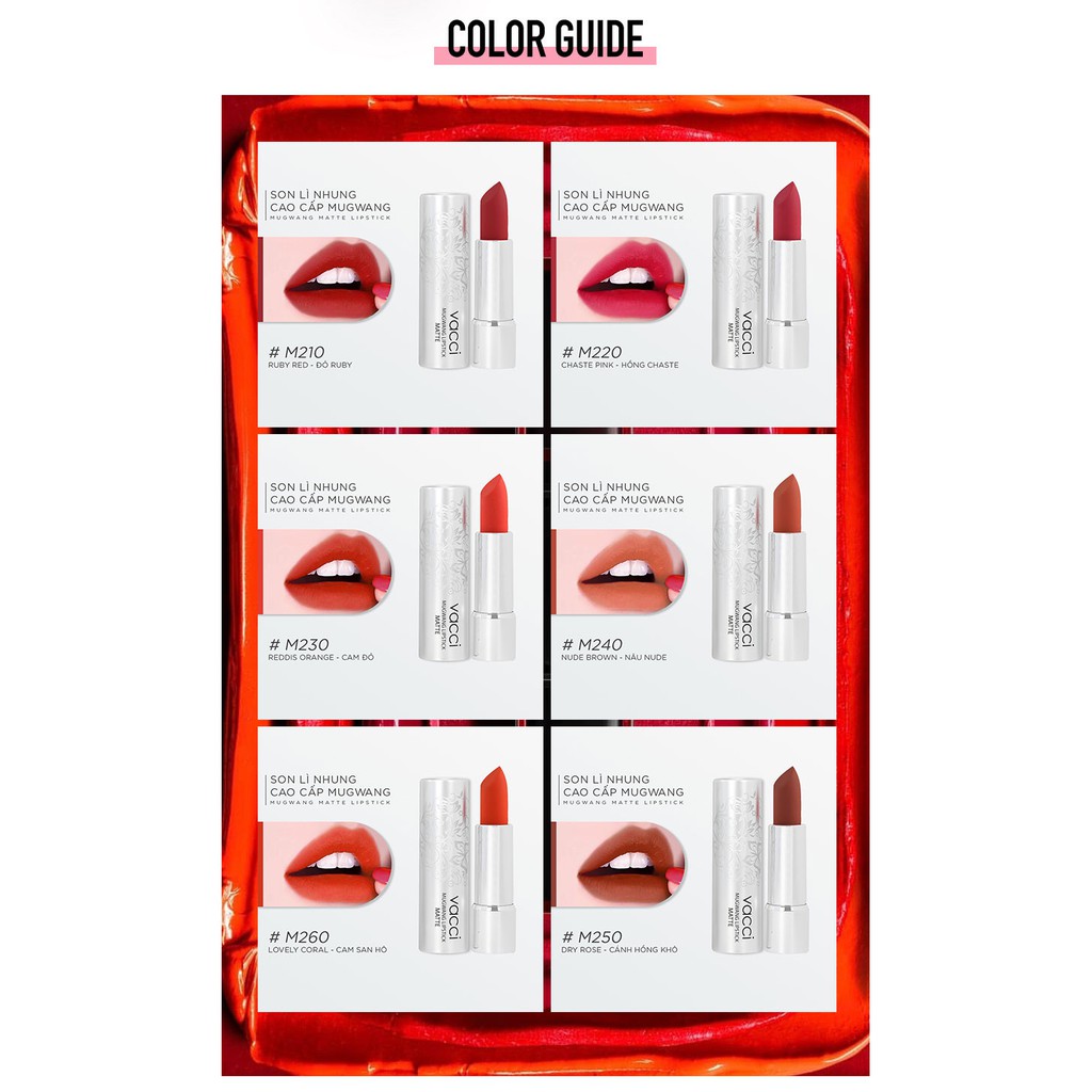 ** Thanh lý lô SON lỗi do vận chuyển ** VACCI - SON LÌ VACCI CAO CẤP THẾ HỆ MỚI LÂU PHAI - VACCI MUGWANG MATTE LIPSTICk