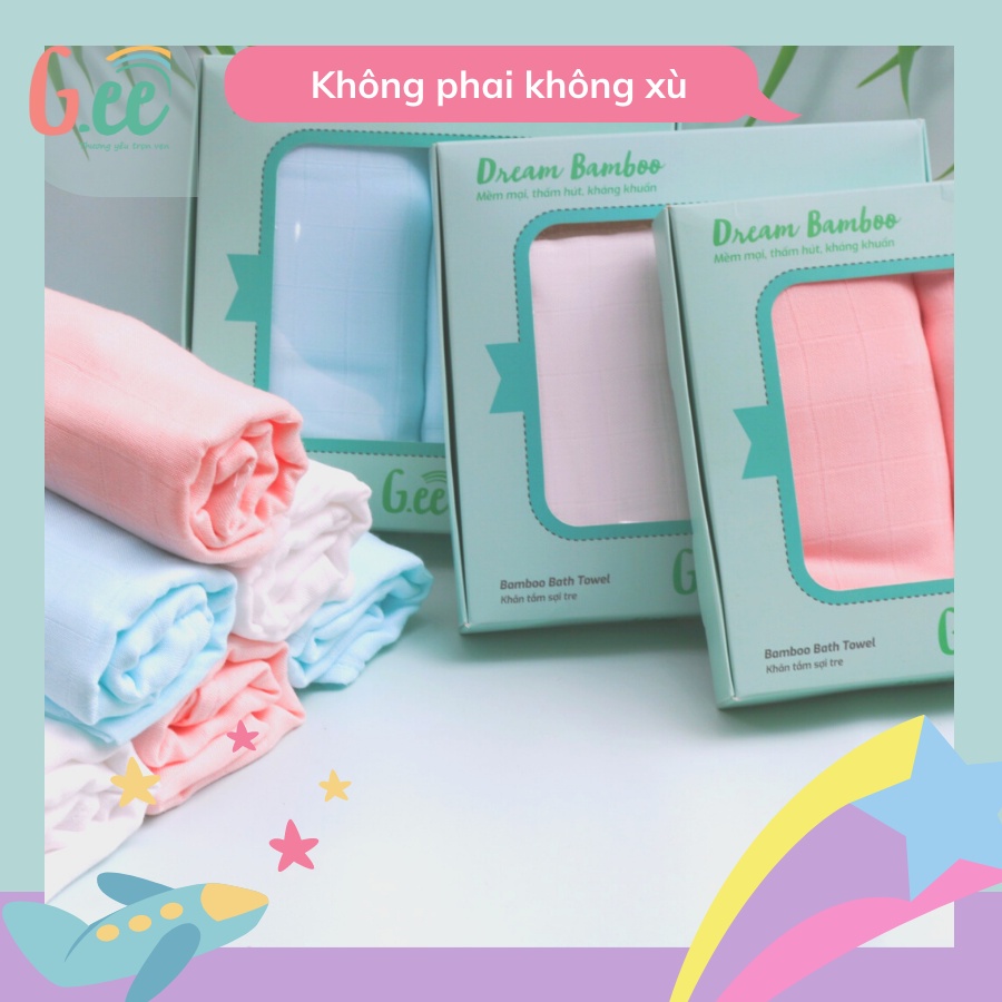 Khăn tắm cho bé sơ sinh, khăn đa năng  Gee chất liệu sợi tre mềm mịn , hộp 2 chiếc kích thước 75*75cm