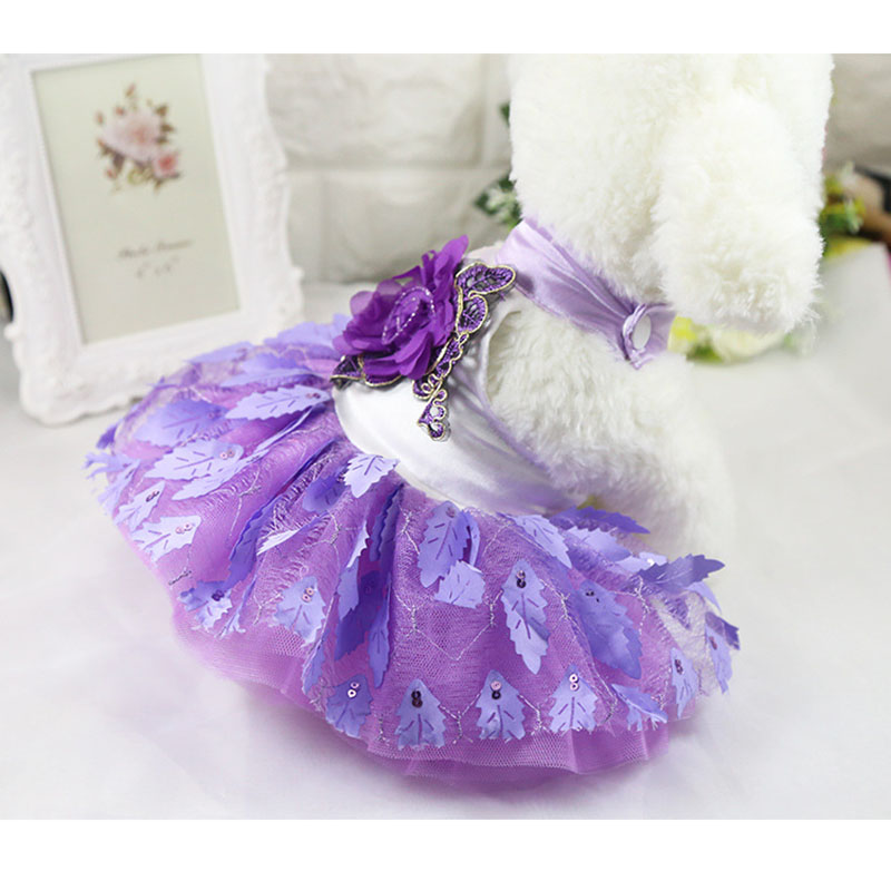 Đầm Cưới In Họa Tiết Lá Cây Đính Một Hàng Nút Màu Đỏ / Tím Thời Trang Xuân Hè Cho Thú Cưng