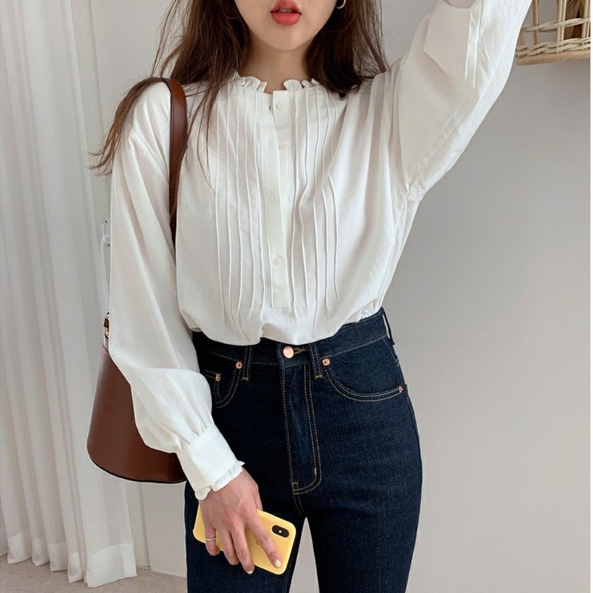 áo babydoll tiểu thư A261 cổ bè ly dọc quảng châu Thời trang Xmin