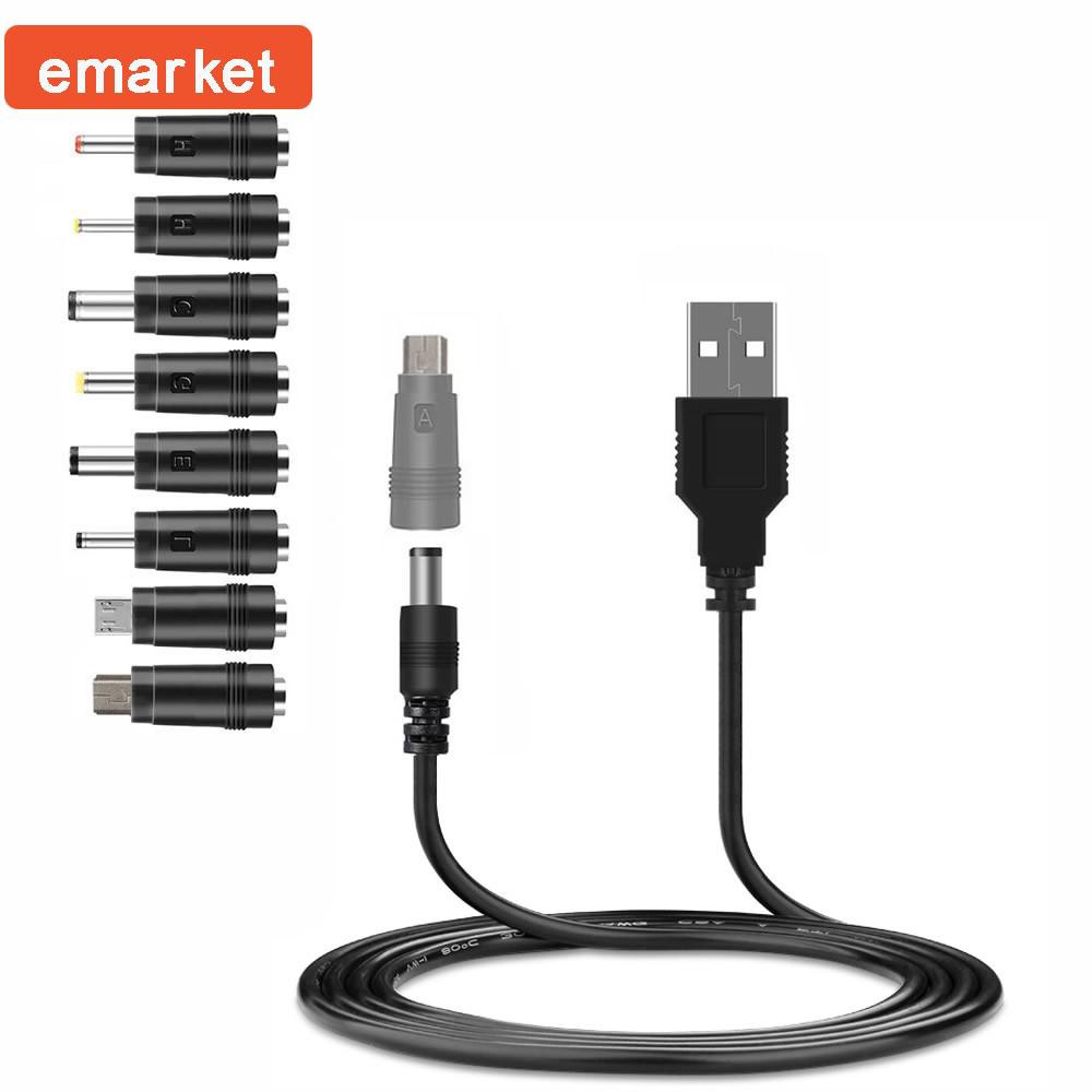 Bộ dây cáp sạc nguồn USB sang DC với các đầu nối dành cho bộ điều tuyến / quạt mini / loa