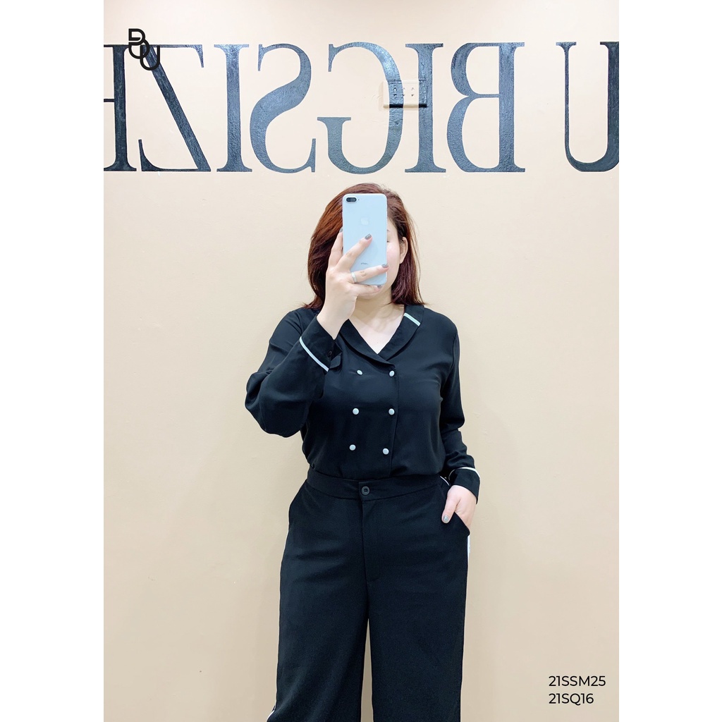 Sơ mi cổ sam cúc trắng BIGSIZE (55kg đến 95kg) - 21SSM25 - [BUstu Bigsize]
