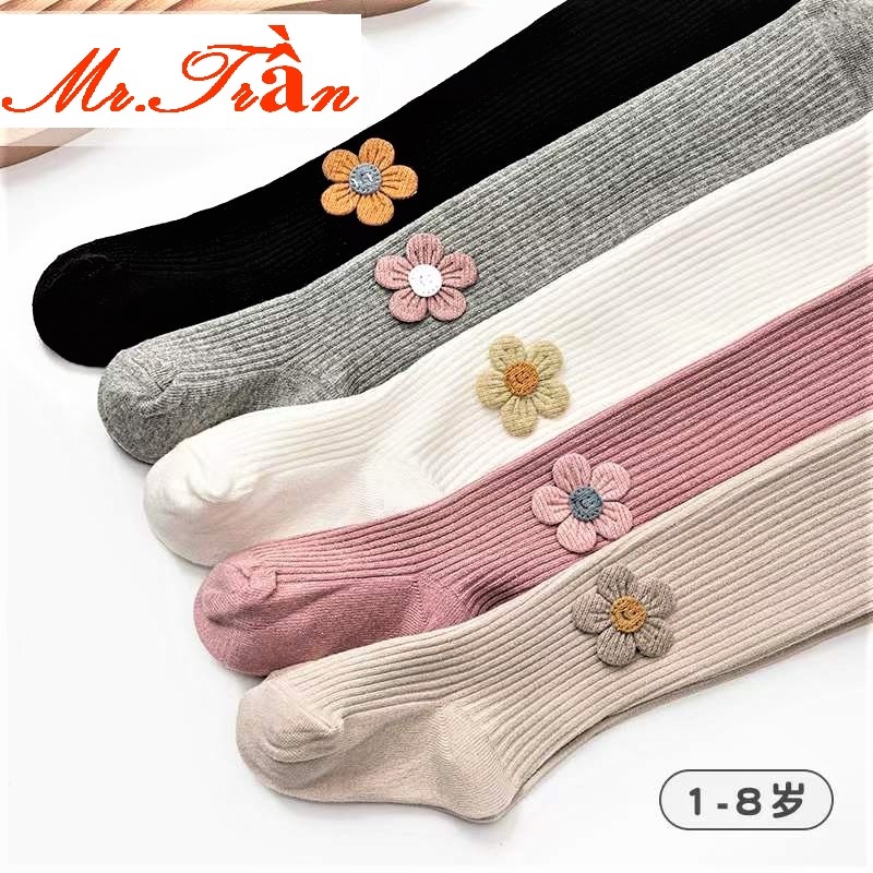 Quần tất liền bàn mẫu bông hoa cho bé từ 0-4 tuổi, chất len mềm mại co dãn tốt, không bai không xù len