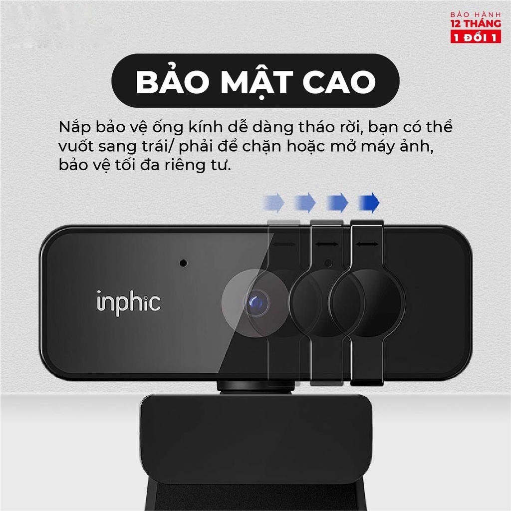 Webcam INPHIC UC10 Full HD 1080p Cực Nét Có Mic Dùng Cho Máy Tính Laptop Hỗ Trợ Học Tập và Làm Việc Online