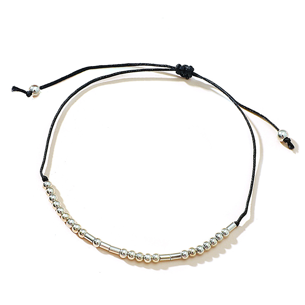 Vòng Tay Dây Bện Mặt Kim Loại Khắc Chữ Thời Trang